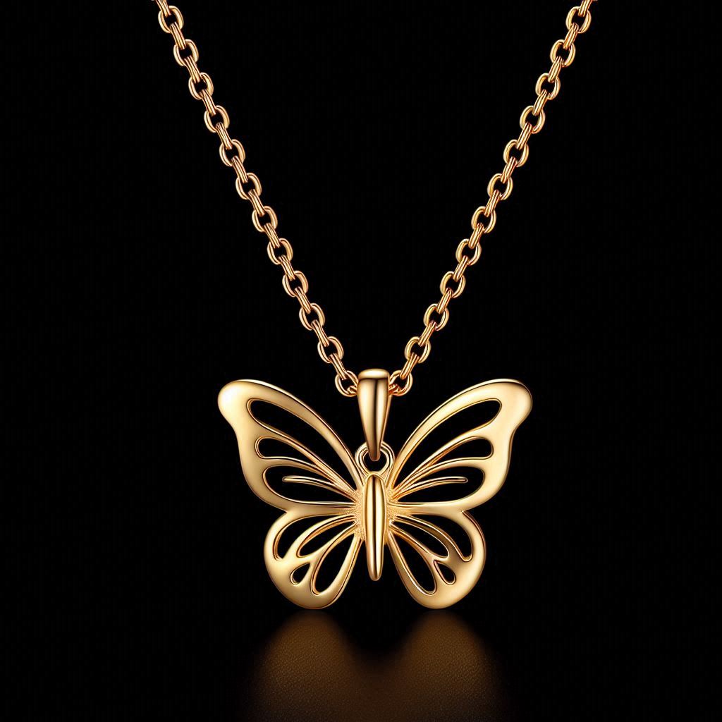 Gold necklace with a butterfly