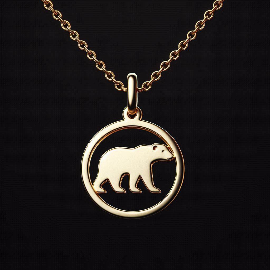 Gold necklace with a polarbear