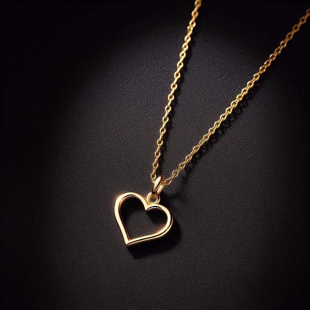 Gold necklace with a simple gold heart