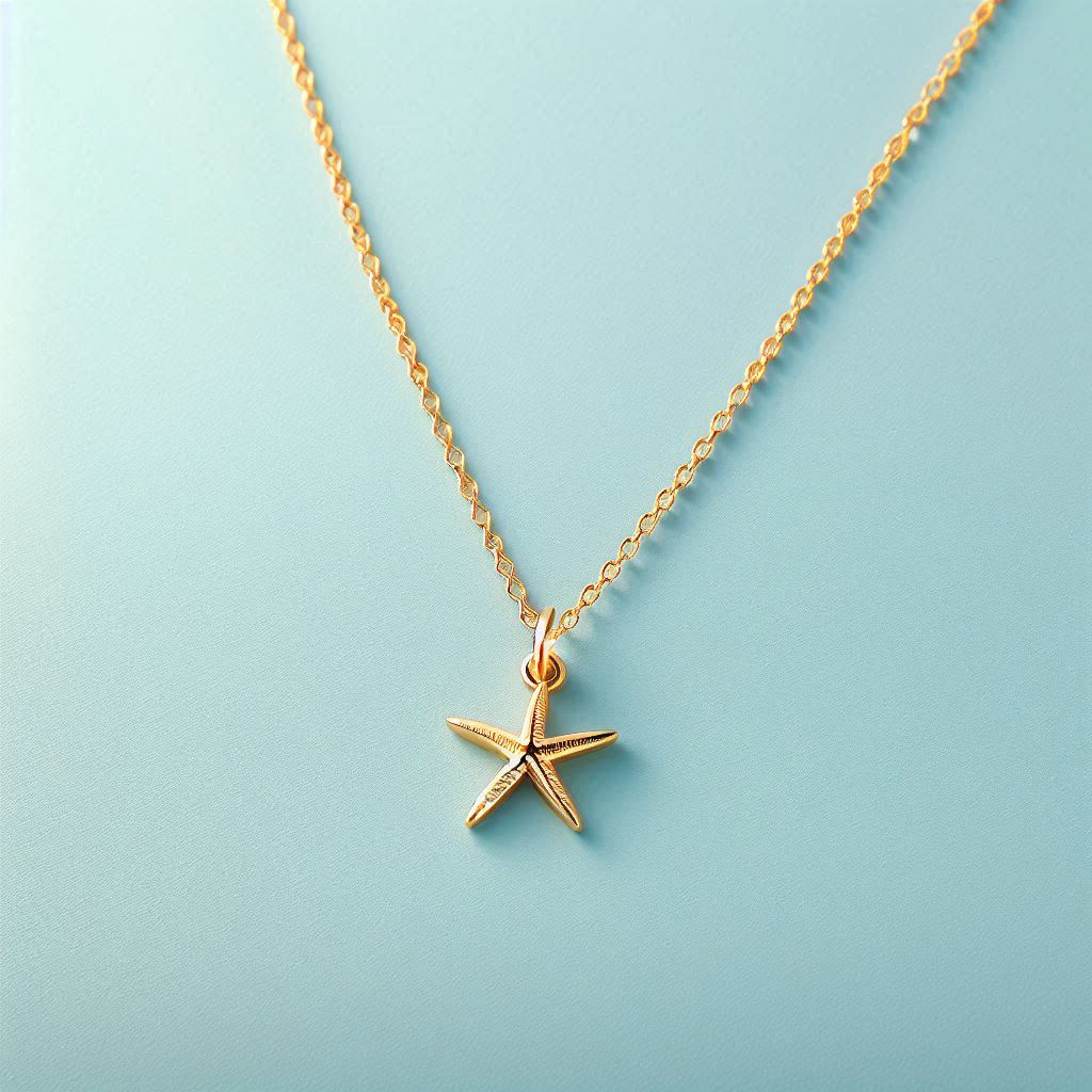 Gold necklace with a starfish